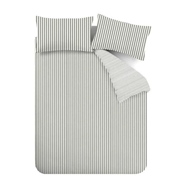 Catherine Lansfield Stripe Cotton Reversible Duvet Cover Set