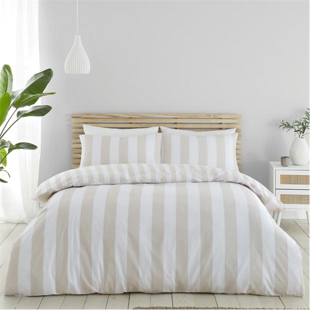 Catherine Lansfield Stripe Reversible Duvet Cover Set