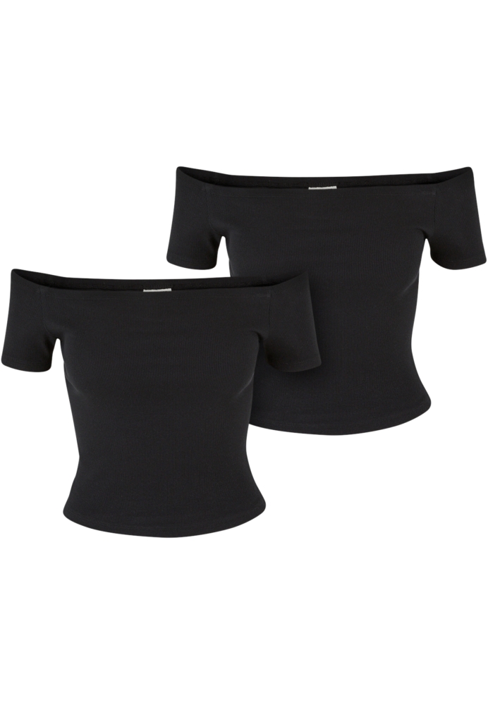 Tricou Organic Off Shoulder Rib 2-Pack dama Urban Classics
