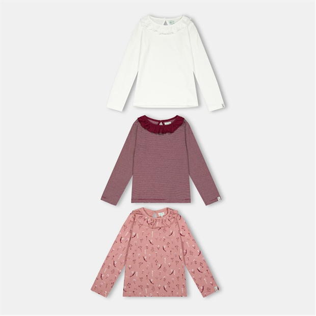 Lilly and Sid & Sid Multicoloured Fairy Stripe Print And Plain Top - 3 Pack