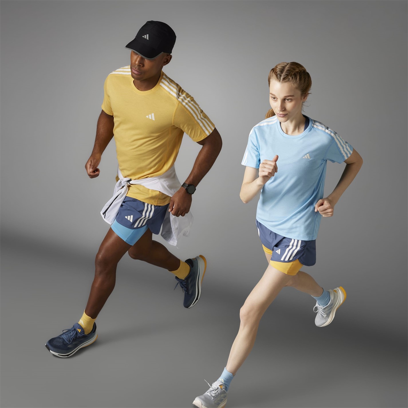 Camasa adidas Own the Run 3-Stripes T- barbat