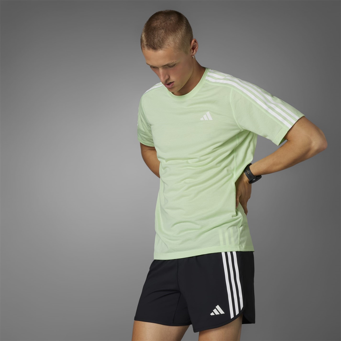 Camasa adidas Own the Run 3-Stripes T- barbat