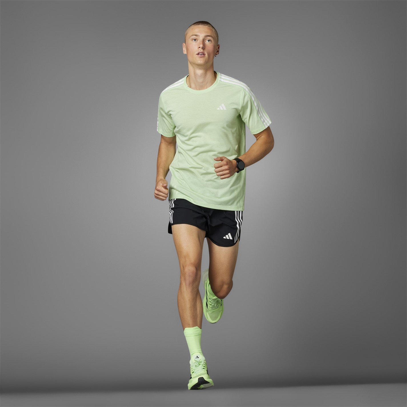 Camasa adidas Own the Run 3-Stripes T- barbat