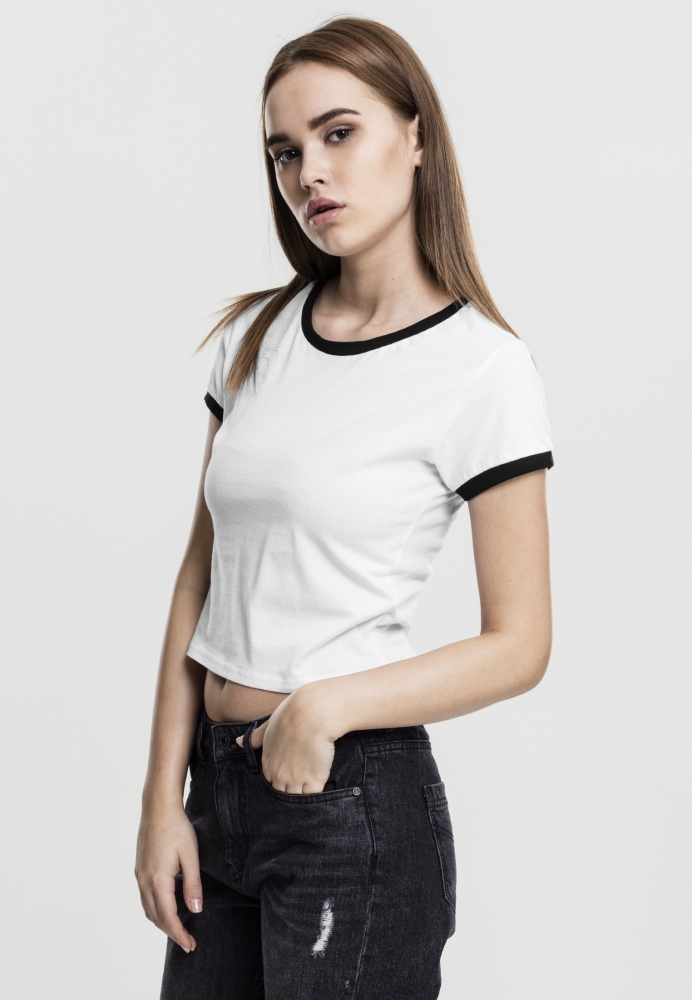 Tricou Cropped Ringer dama Urban Classics