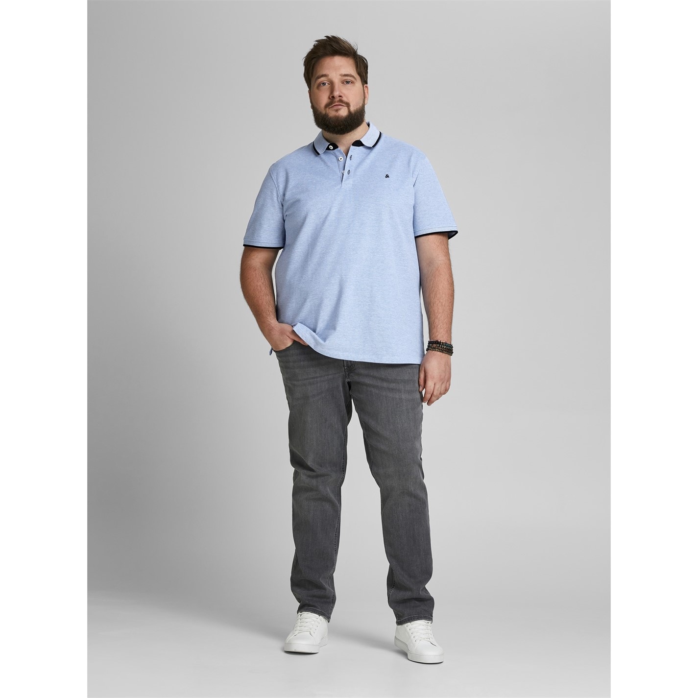 Camasa Jack and Jones Paulos Tipped Pique Maneca Scurta Polo Plus Size barbat
