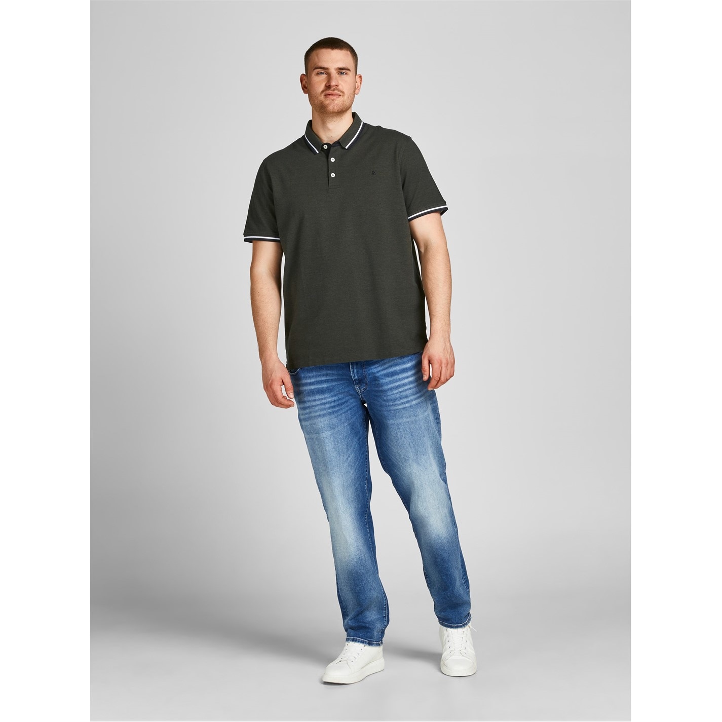 Camasa Jack and Jones Paulos Tipped Pique Maneca Scurta Polo Plus Size barbat