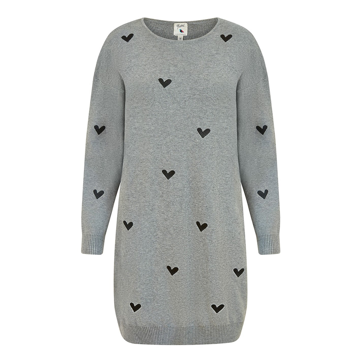 Rochie Yumi Yumi Grey Heart Print Relaxed Fit Tunic